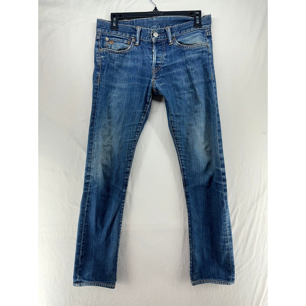 RRL Ralph Lauren Mens Slim Fit‎ Jeans Blue Denim Made in USA 27x34 Button Fly